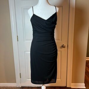 DAVID MEISTER  BLACK RUCHED FRONT LOVELY PARTY SHEATH DRESS SIZE 6 Cocktail